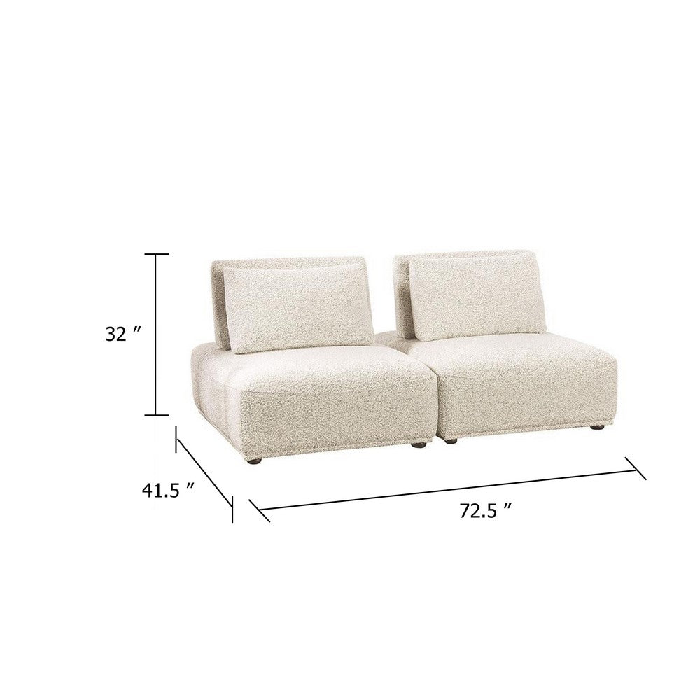 Stavan Modular 2 Seater Sofa, Beige Boucle and Adjustable Back Pillows - BM347602