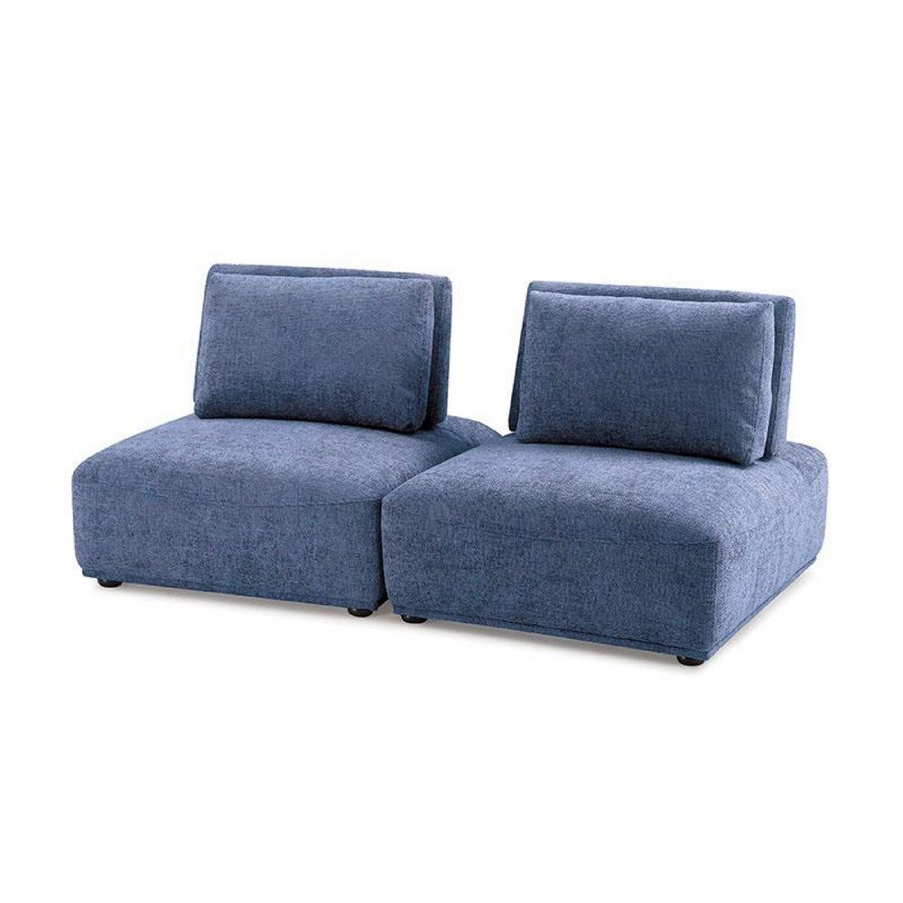Stavan Modular 2 Seat Sofa, Blue Chenille with Adjustable Back Pillows - BM347604