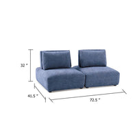 Stavan Modular 2 Seat Sofa, Blue Chenille with Adjustable Back Pillows - BM347604