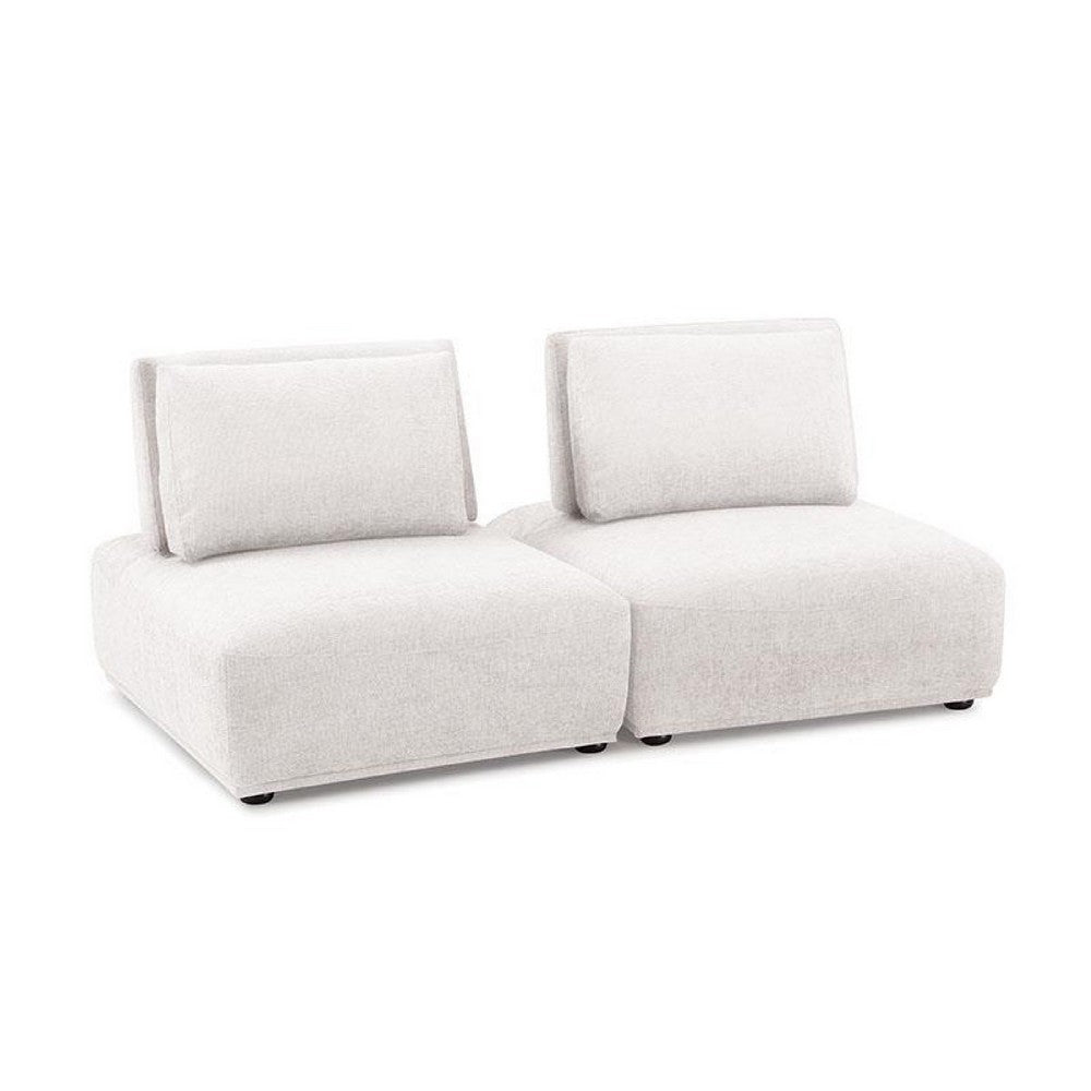 Stavan Modular 2 Seater Sofa, White Boucle, Adjustable Backs, 73 Inch - BM347610