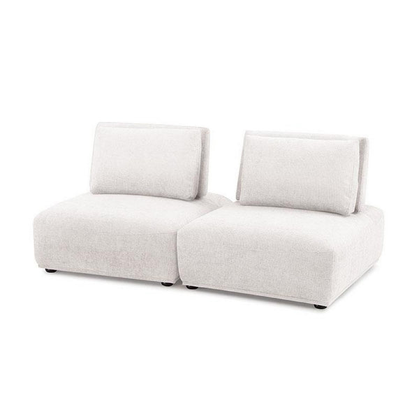 Stavan Modular 2 Seater Sofa, White Boucle, Adjustable Backs, 73 Inch - BM347610
