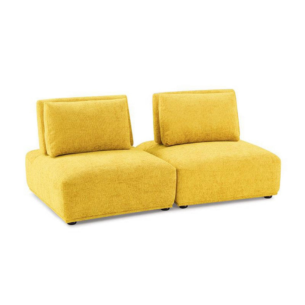 Stavan Modular 2 Seat Sofa, Yellow Chenille, Adjustable Back, 73 Inch - BM347612