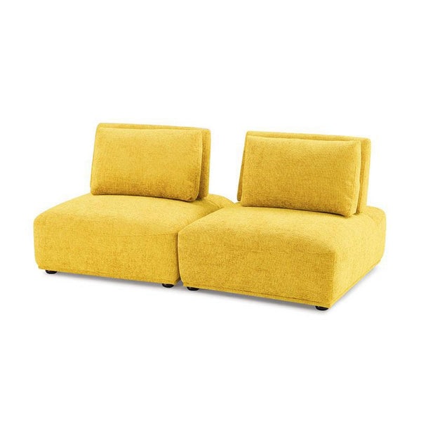 Stavan Modular 2 Seat Sofa, Yellow Chenille, Adjustable Back, 73 Inch - BM347612