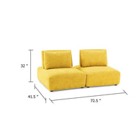 Stavan Modular 2 Seat Sofa, Yellow Chenille, Adjustable Back, 73 Inch - BM347612