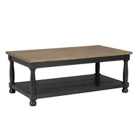 Ginie Coffee Table, 2 Tone Rustic Black, Brown Rubberwood, 48 Inch - BM347625