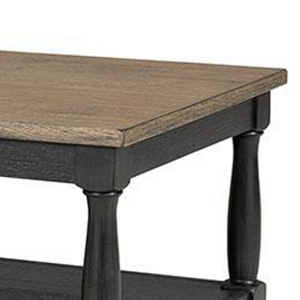 Ginie Coffee Table, 2 Tone Rustic Black, Brown Rubberwood, 48 Inch - BM347625