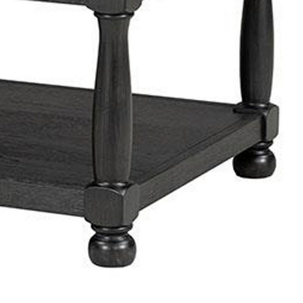 Ginie Coffee Table, 2 Tone Rustic Black, Brown Rubberwood, 48 Inch - BM347625