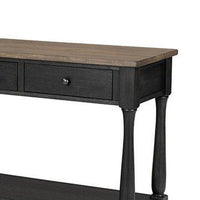 Ginie Sofa Table, 3 Drawers, Black Brown Solid Rubberwood, 60 Inch - BM347626