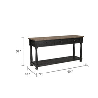 Ginie Sofa Table, 3 Drawers, Black Brown Solid Rubberwood, 60 Inch - BM347626