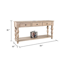 Cherie Sofa Table, 3 Drawers, Shelf, Light White Washed Wood, 64 Inch - BM347629