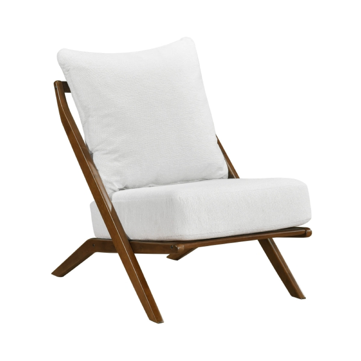 Moi Scandinavian Accent Chair, Beige Chenille, Brown Angled Frame  - BM347831