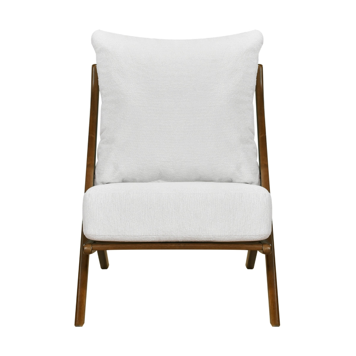 Moi Scandinavian Accent Chair, Beige Chenille, Brown Angled Frame  - BM347831