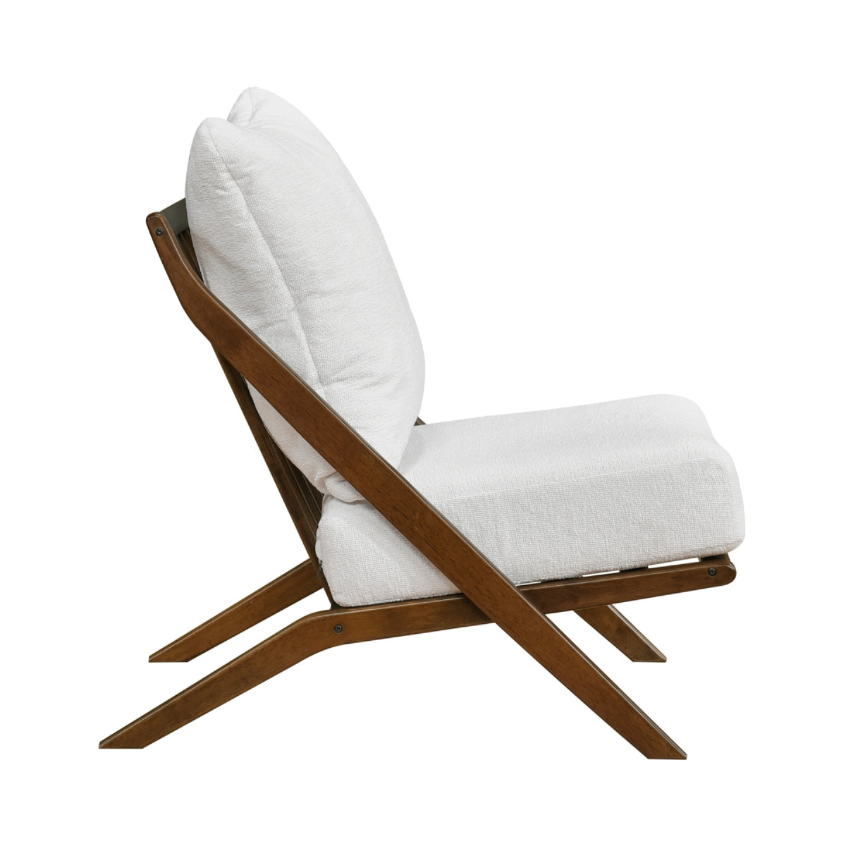 Moi Scandinavian Accent Chair, Beige Chenille, Brown Angled Frame  - BM347831