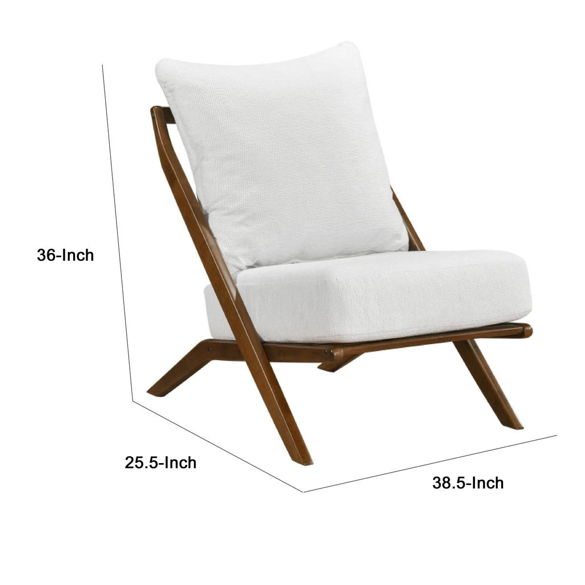 Moi Scandinavian Accent Chair, Beige Chenille, Brown Angled Frame  - BM347831