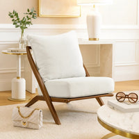 Moi Scandinavian Accent Chair, Beige Chenille, Brown Angled Frame  - BM347831