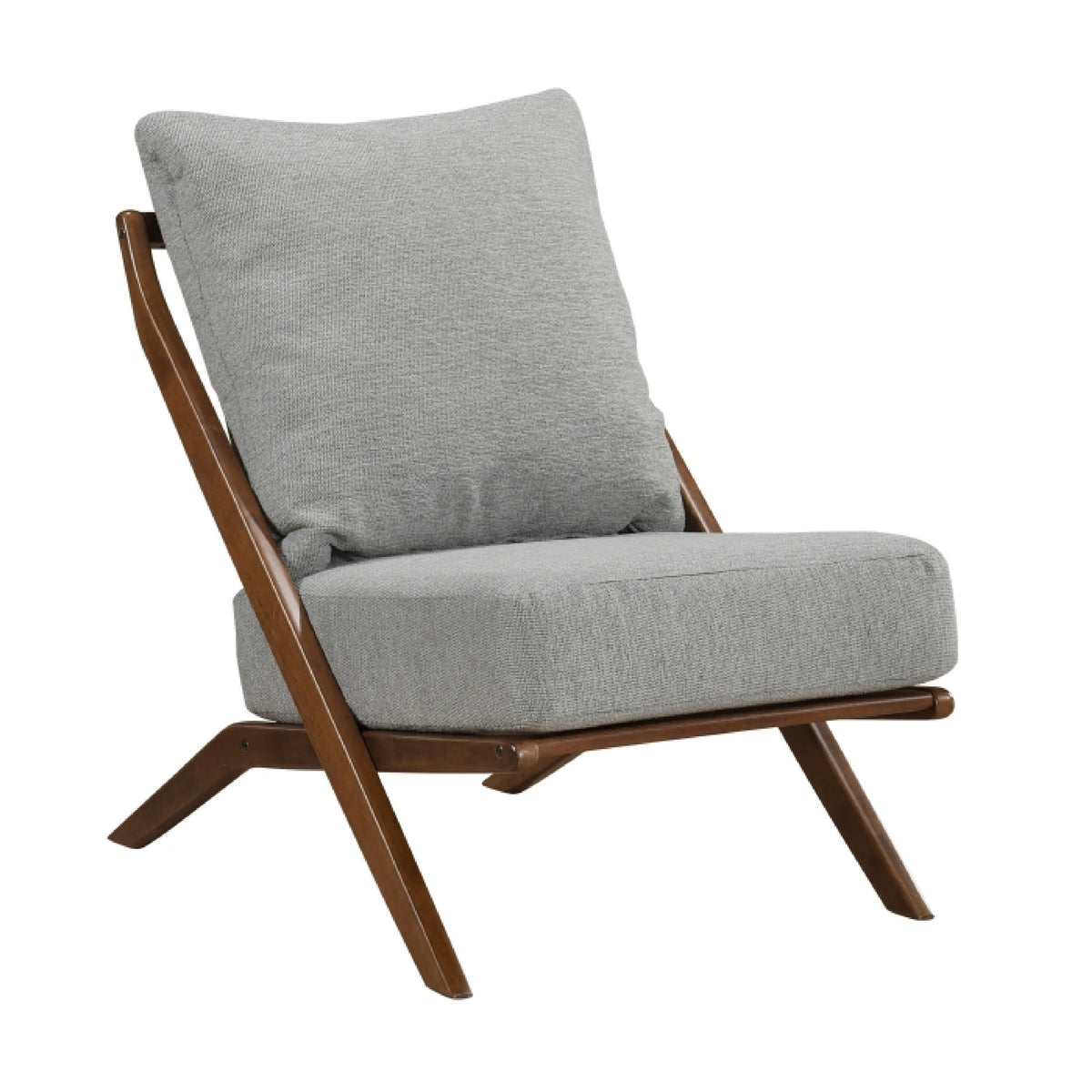 Moi Scandinavian Accent Chair, Gray Chenille, Brown Angled Frame  - BM347832