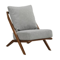 Moi Scandinavian Accent Chair, Gray Chenille, Brown Angled Frame  - BM347832
