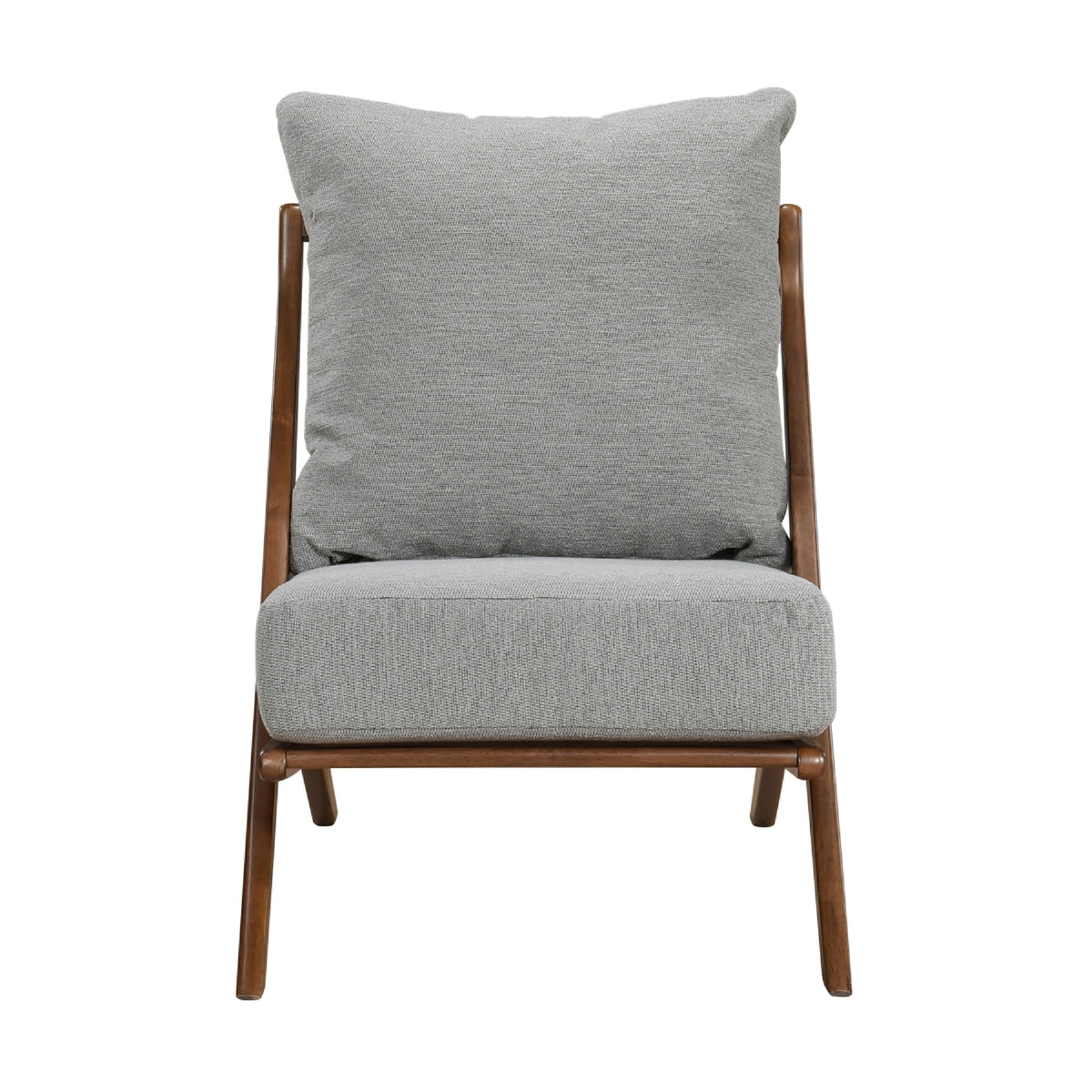 Moi Scandinavian Accent Chair, Gray Chenille, Brown Angled Frame  - BM347832