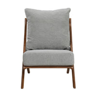 Moi Scandinavian Accent Chair, Gray Chenille, Brown Angled Frame  - BM347832