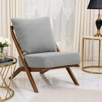 Moi Scandinavian Accent Chair, Gray Chenille, Brown Angled Frame  - BM347832