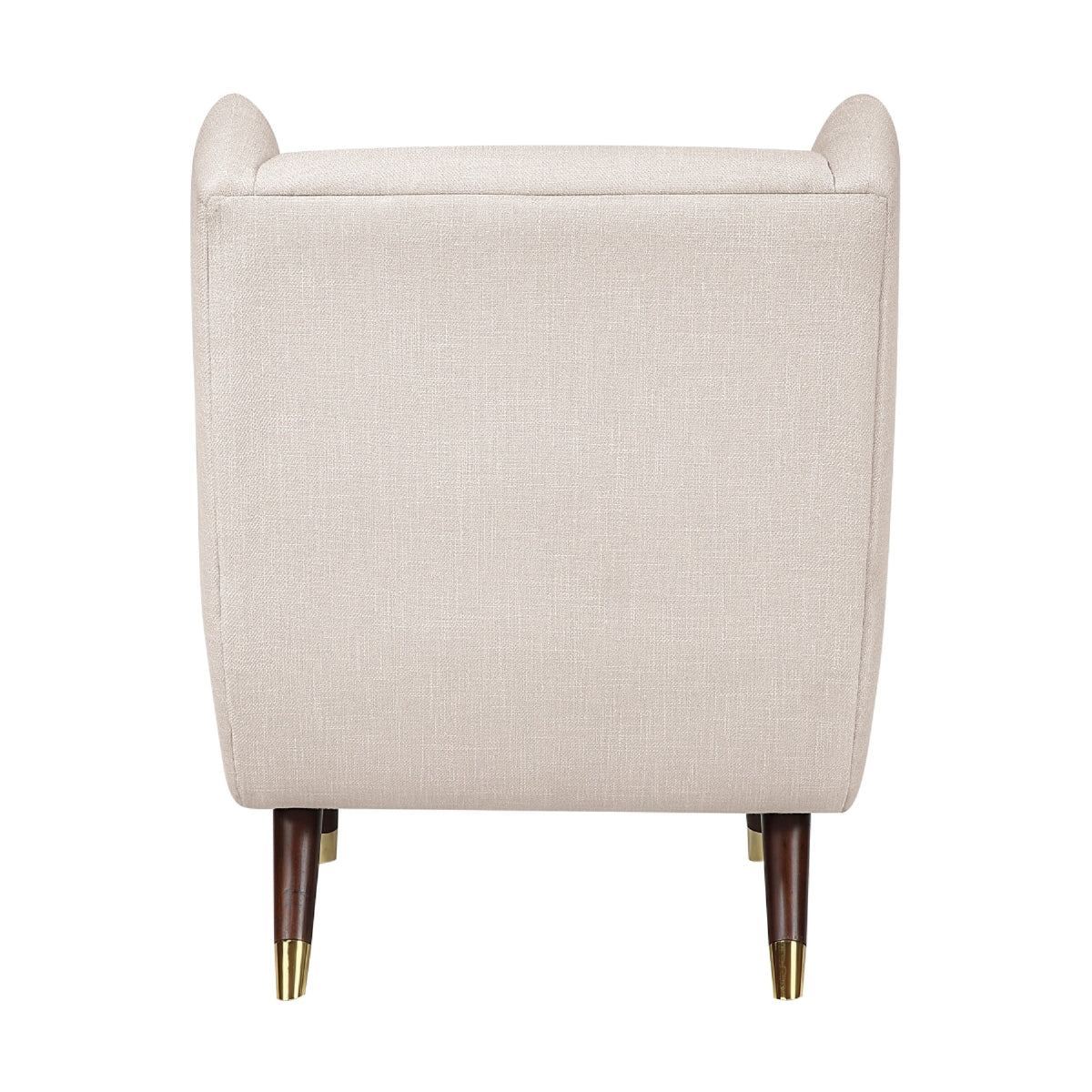 Koi Wingback Accent Chair, Textured Beige Polyester, Brown Solid Wood  - BM347833