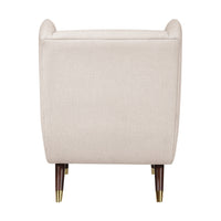 Koi Wingback Accent Chair, Textured Beige Polyester, Brown Solid Wood  - BM347833