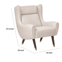 Koi Wingback Accent Chair, Textured Beige Polyester, Brown Solid Wood  - BM347833