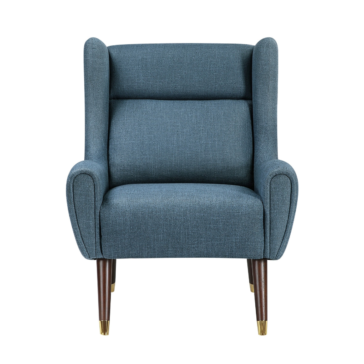 Koi Wingback Accent Chair, Textured Blue Polyester, Brown Solid Wood  - BM347834