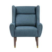 Koi Wingback Accent Chair, Textured Blue Polyester, Brown Solid Wood  - BM347834