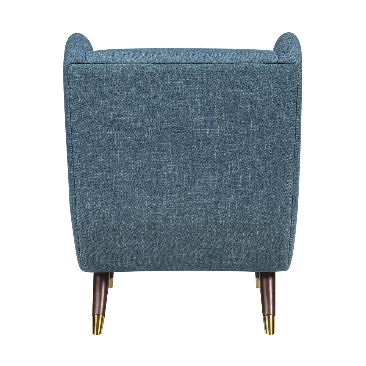 Koi Wingback Accent Chair, Textured Blue Polyester, Brown Solid Wood  - BM347834