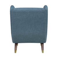 Koi Wingback Accent Chair, Textured Blue Polyester, Brown Solid Wood  - BM347834