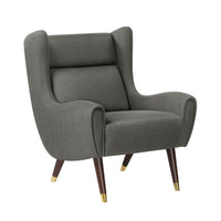 Koi Wingback Accent Chair, Textured Gray Polyester, Brown Solid Wood  - BM347835