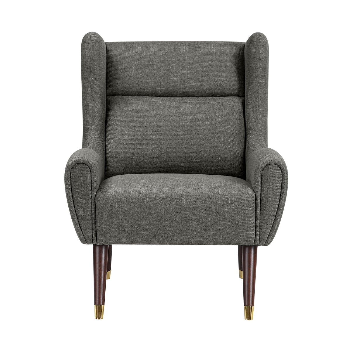 Koi Wingback Accent Chair, Textured Gray Polyester, Brown Solid Wood  - BM347835