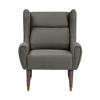 Koi Wingback Accent Chair, Textured Gray Polyester, Brown Solid Wood  - BM347835