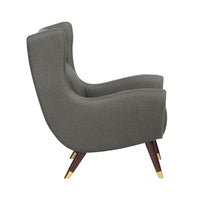 Koi Wingback Accent Chair, Textured Gray Polyester, Brown Solid Wood  - BM347835