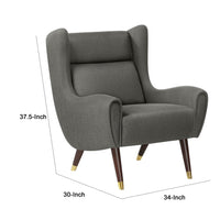Koi Wingback Accent Chair, Textured Gray Polyester, Brown Solid Wood  - BM347835