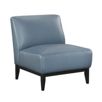 Poi Armless Slipper Chair, Blue Top Grain Buffalo Leather, Black Wood  - BM347836