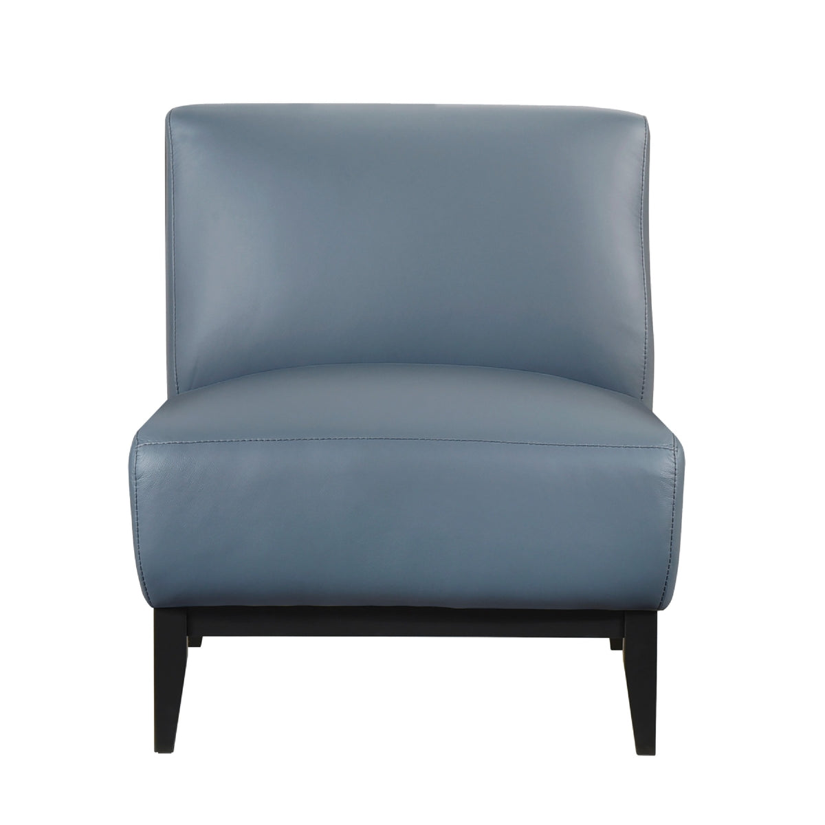 Poi Armless Slipper Chair, Blue Top Grain Buffalo Leather, Black Wood  - BM347836