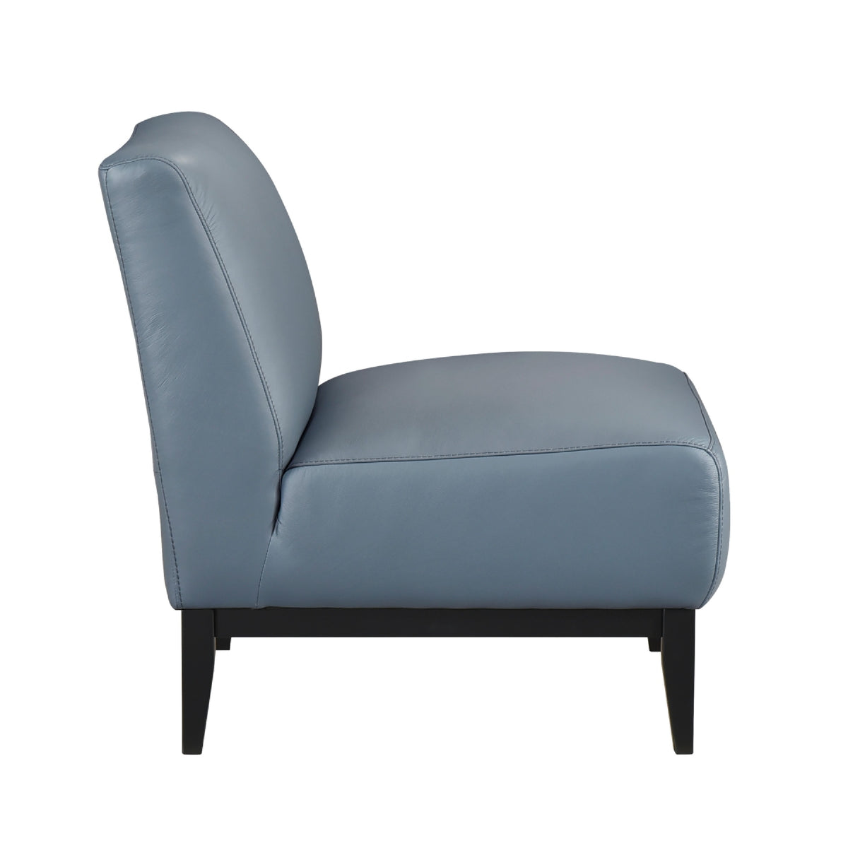 Poi Armless Slipper Chair, Blue Top Grain Buffalo Leather, Black Wood  - BM347836