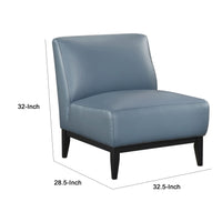 Poi Armless Slipper Chair, Blue Top Grain Buffalo Leather, Black Wood  - BM347836