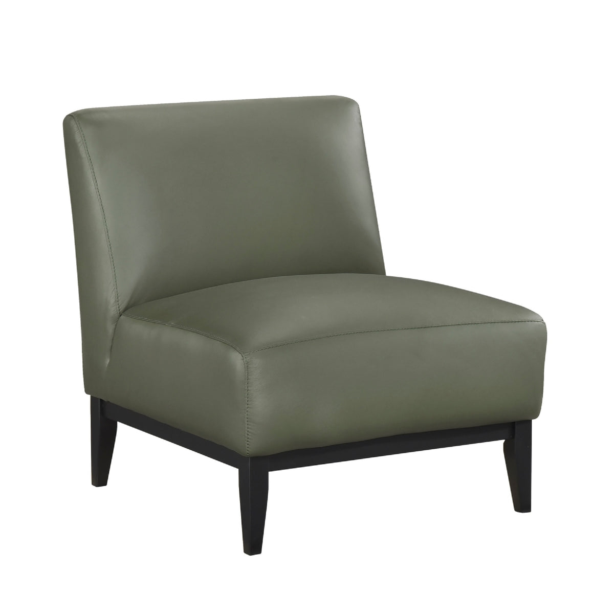 Poi Armless Slipper Chair, Green Top Grain Buffalo Leather, Black Wood  - BM347837