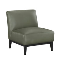 Poi Armless Slipper Chair, Green Top Grain Buffalo Leather, Black Wood  - BM347837