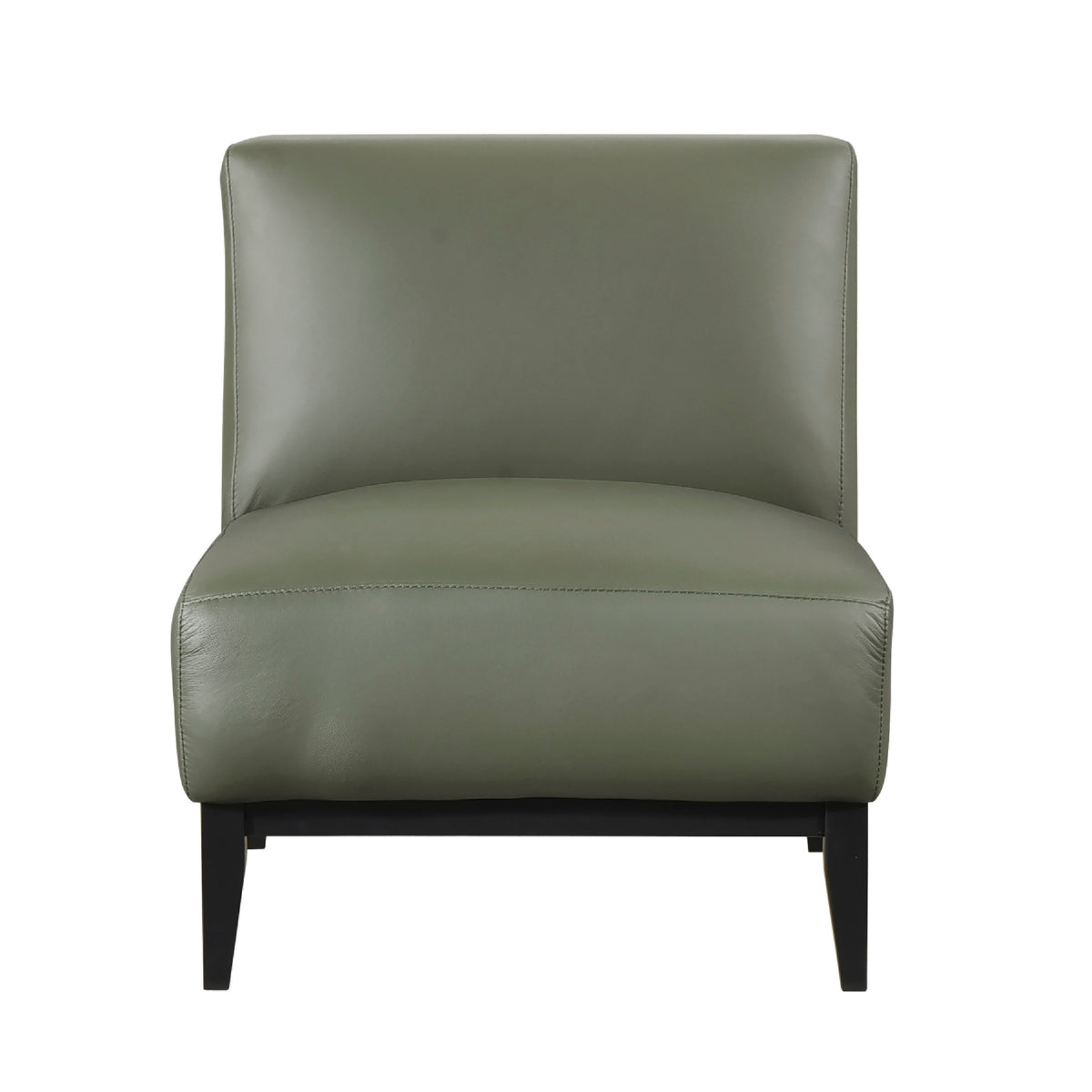 Poi Armless Slipper Chair, Green Top Grain Buffalo Leather, Black Wood  - BM347837