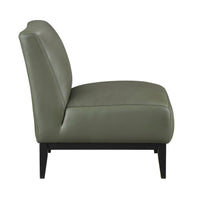 Poi Armless Slipper Chair, Green Top Grain Buffalo Leather, Black Wood  - BM347837