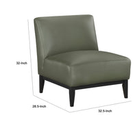 Poi Armless Slipper Chair, Green Top Grain Buffalo Leather, Black Wood  - BM347837