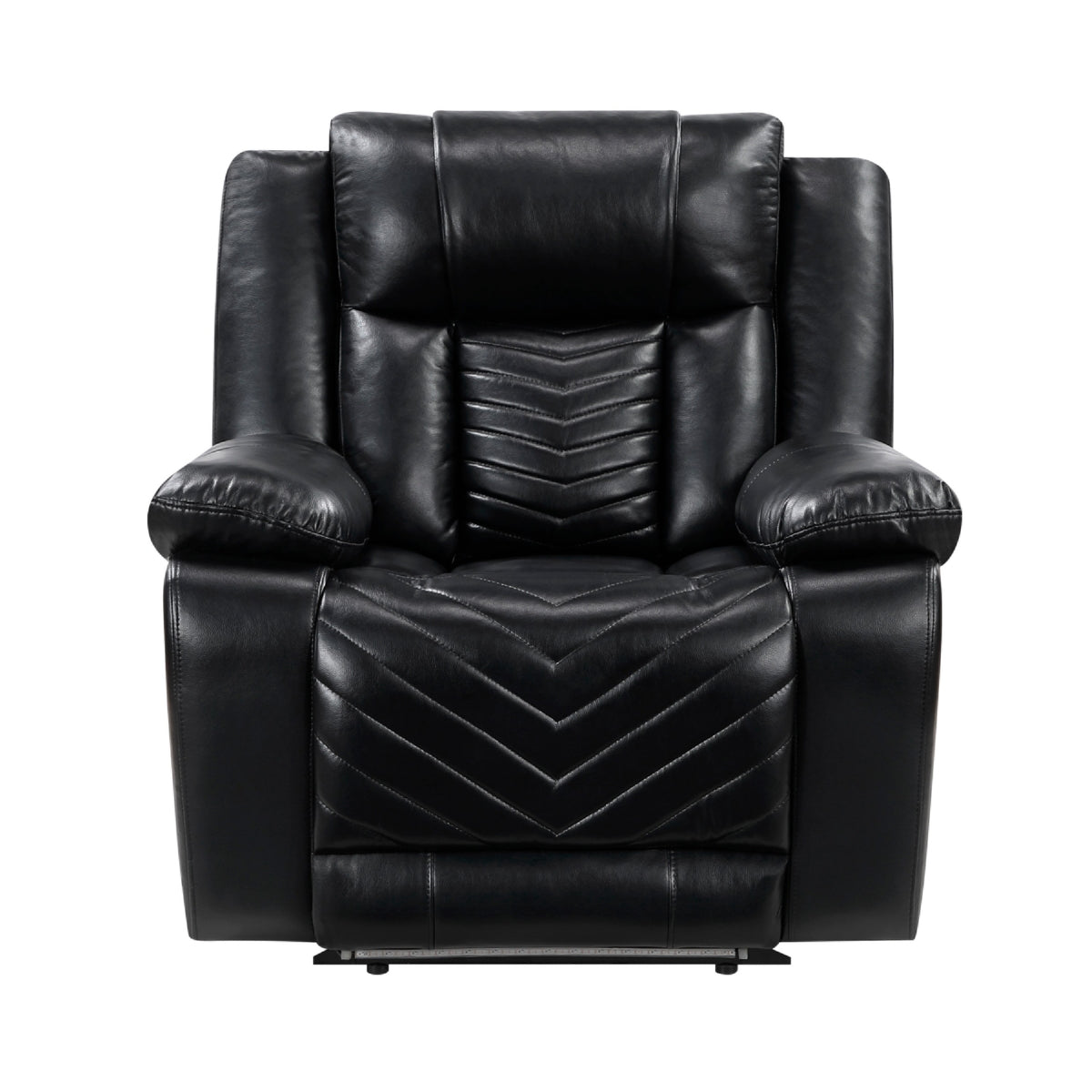 Power Reclining Chair, USB Ports and Blue LED, Foam Fill Black Faux Leather  - BM347854