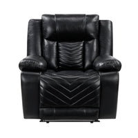 Power Reclining Chair, USB Ports and Blue LED, Foam Fill Black Faux Leather  - BM347854