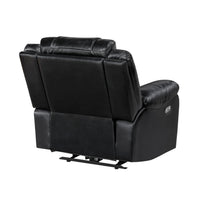 Power Reclining Chair, USB Ports and Blue LED, Foam Fill Black Faux Leather  - BM347854
