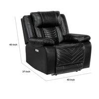 Power Reclining Chair, USB Ports and Blue LED, Foam Fill Black Faux Leather  - BM347854