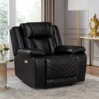 Power Reclining Chair, USB Ports and Blue LED, Foam Fill Black Faux Leather  - BM347854